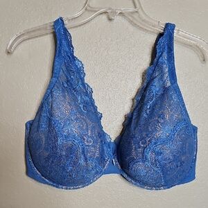 NWOT Thirdlove‎ 38G 24/7 Lace Contour Plunge Bra Blue